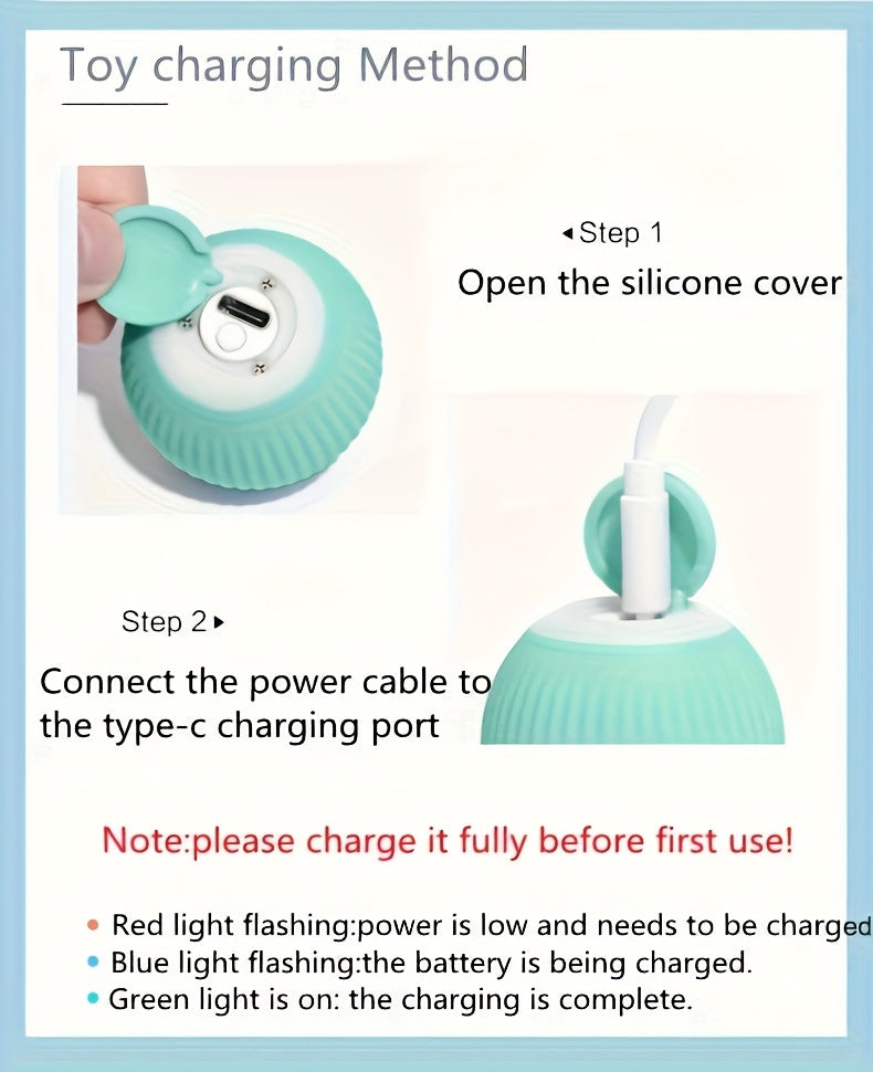 Smart Interactive Cat Toy with Self-Rotating Obstacle-Avoiding Rolling Ball, USB Electric Pet Exercise Ball with LED Lights & Motion Tracking, Safe Design for Indoor Play - Compatible with Cats & Small Pets, Foam Balls for Ca