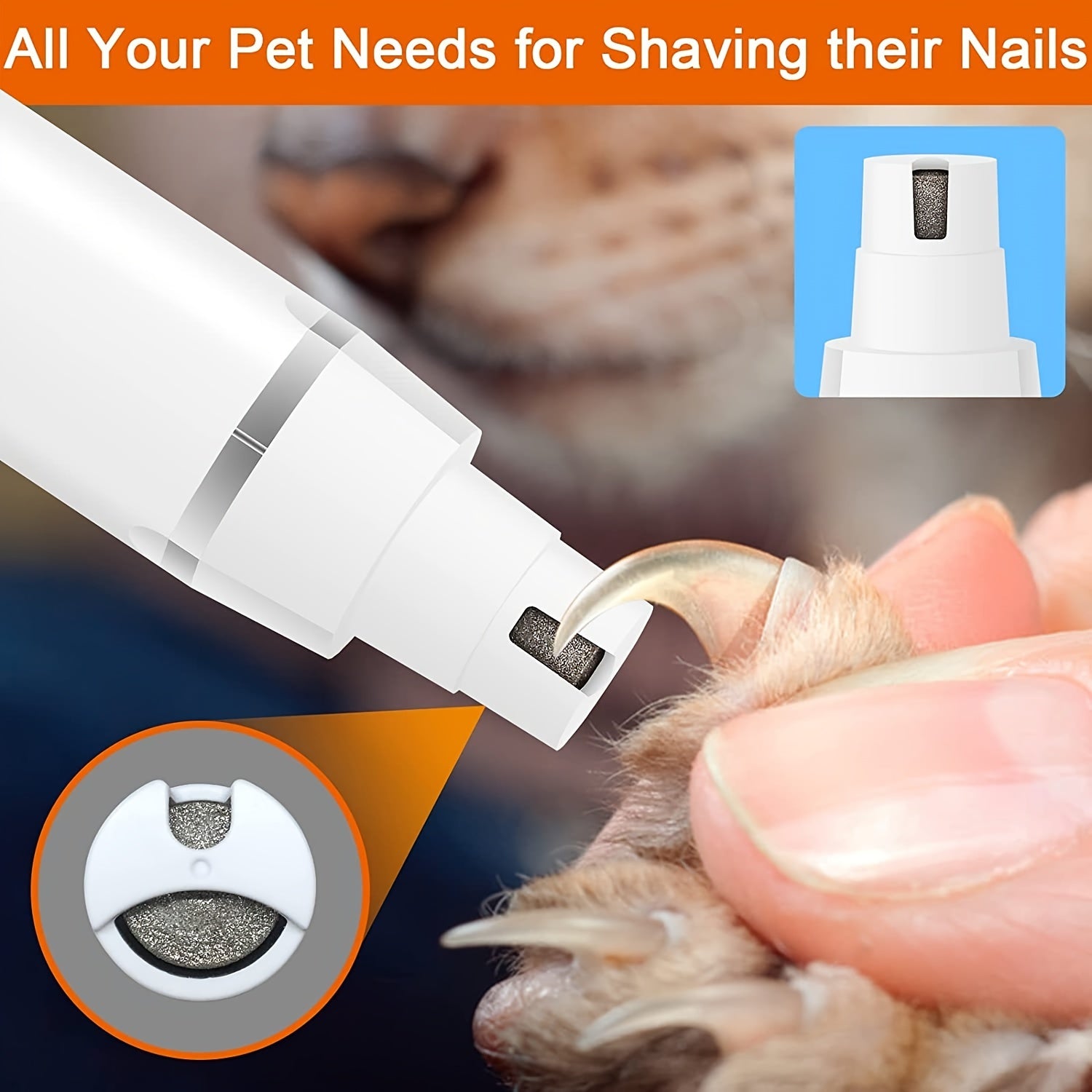 1pc, Dog Clippers Grooming Kit Hair Clipper-Low Noise Paw Trimmer- Rechargeable - Cordless Quiet Nail Grinder Shaver for Cats And Other Pets