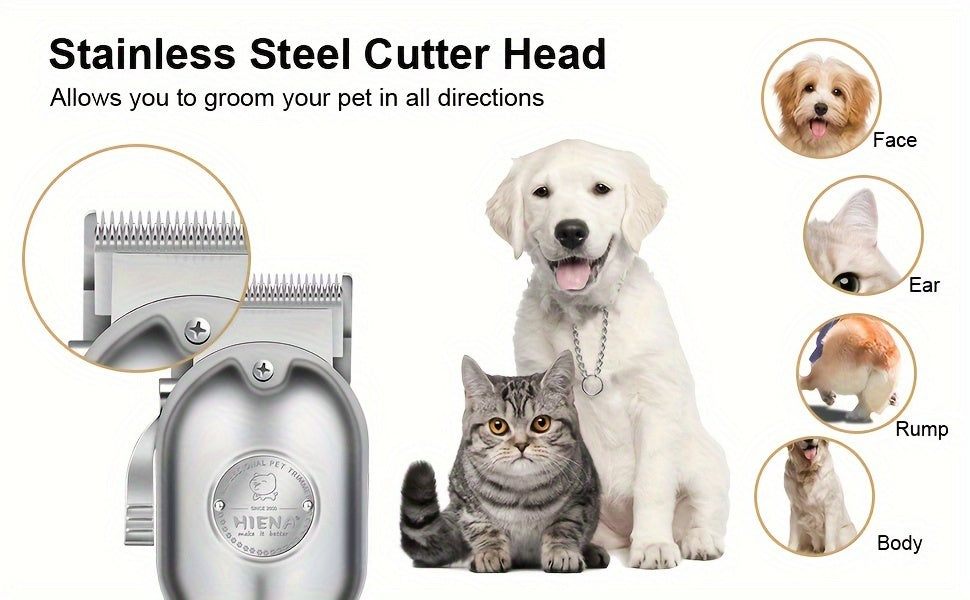 Professional Electric Clipper For Pets, Hair Clipper, Dog Shaver, Electric Clipper Hair Clipper Set, Cat Hair Clipper, Cat Pet Electric Clipper, USB Rechargeable, Cordless Household Animal Hair Remover