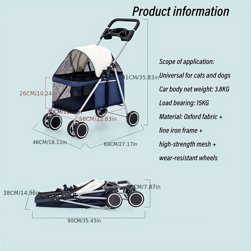 Pet Trolley Foldable Trolley Pets Stroller Puppy Stroller Cat Stroller Dog Stroller Dog Trolley
