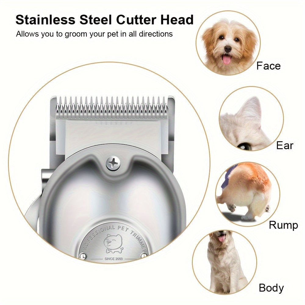Professional Electric Clipper For Pets, Hair Clipper, Dog Shaver, Electric Clipper Hair Clipper Set, Cat Hair Clipper, Cat Pet Electric Clipper, USB Rechargeable, Cordless Household Animal Hair Remover