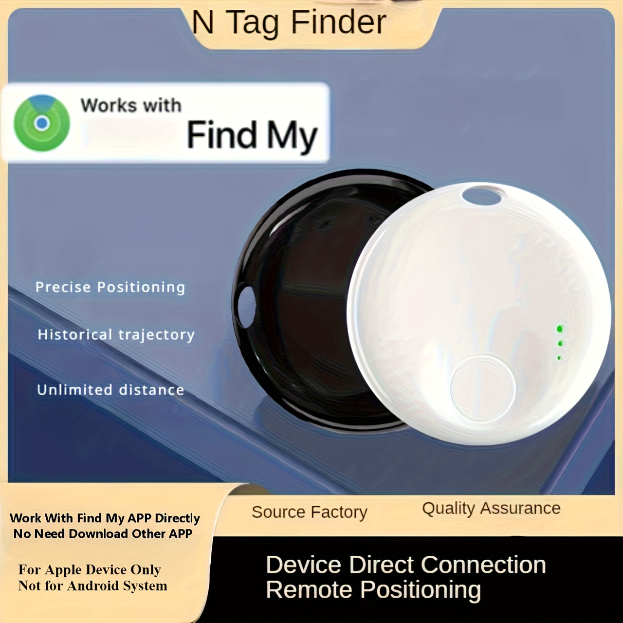 Work with Find My APP Key Finder Locator Anti-Loss Device for Pets & Chidrens Smart Wireless Luggage Tracker GPS Locator for Car /Wallet /Bag
