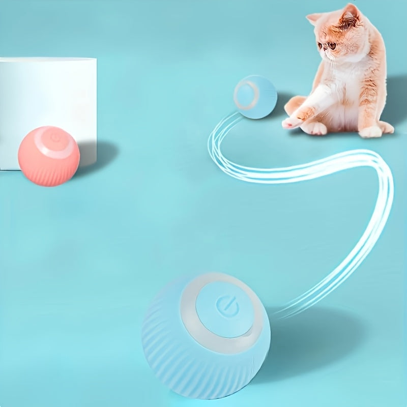 Smart Interactive Cat Toy with Self-Rotating Obstacle-Avoiding Rolling Ball, USB Electric Pet Exercise Ball with LED Lights & Motion Tracking, Safe Design for Indoor Play - Compatible with Cats & Small Pets, Foam Balls for Ca