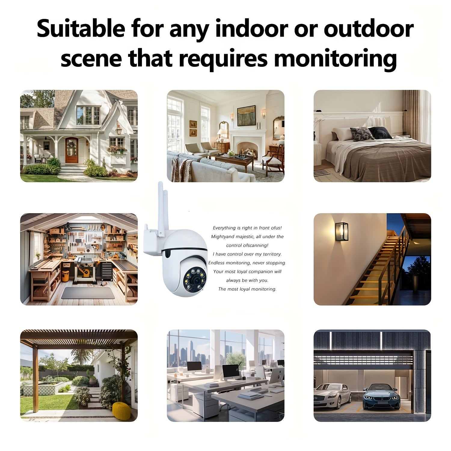 4pcs 1080P WiFi Security Camera with Full Color Night Vision, Spotlight & Siren, 2-Way Audio for Indoor & Outdoor Home Security System, Pan/Tilt/Zoom, WiFi Enabled, Motion Tracking - Ideal for Youngsters, Elderly & Pets, Comp