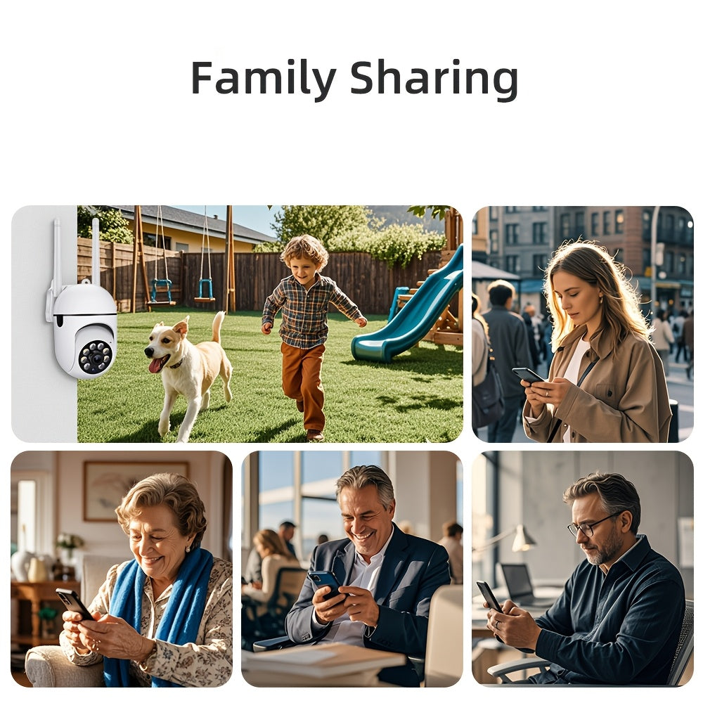 4pcs 1080P WiFi Security Camera with Full Color Night Vision, Spotlight & Siren, 2-Way Audio for Indoor & Outdoor Home Security System, Pan/Tilt/Zoom, WiFi Enabled, Motion Tracking - Ideal for Youngsters, Elderly & Pets, Comp