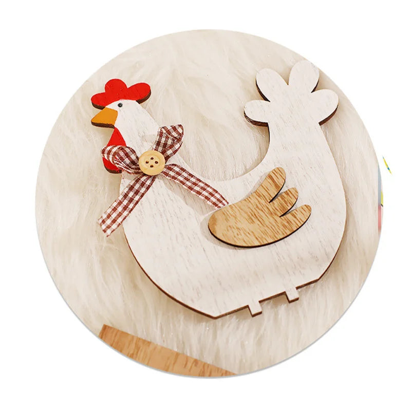 Décoration de maison en bois, coq de dessin animé 2D, style rustique, à monter soi-même, panneau de porte pour la fête de Pâques à la ferme, xqmg, décoration de vacances à faire soi-même
