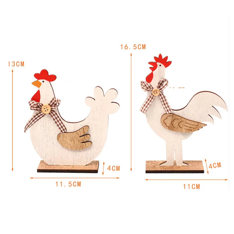 Décoration de maison en bois, coq de dessin animé 2D, style rustique, à monter soi-même, panneau de porte pour la fête de Pâques à la ferme, xqmg, décoration de vacances à faire soi-même