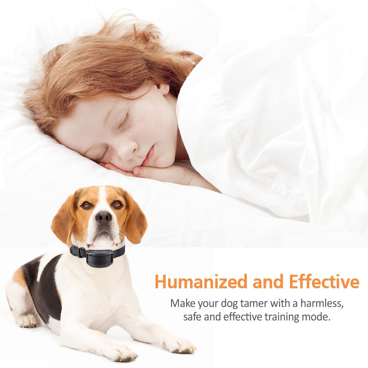 Dog Anti-Bark Collar for Large Dogs , Static Shock & Vibration Training Collar with 5 Adjustable Sensitivity Levels Beep & Shock