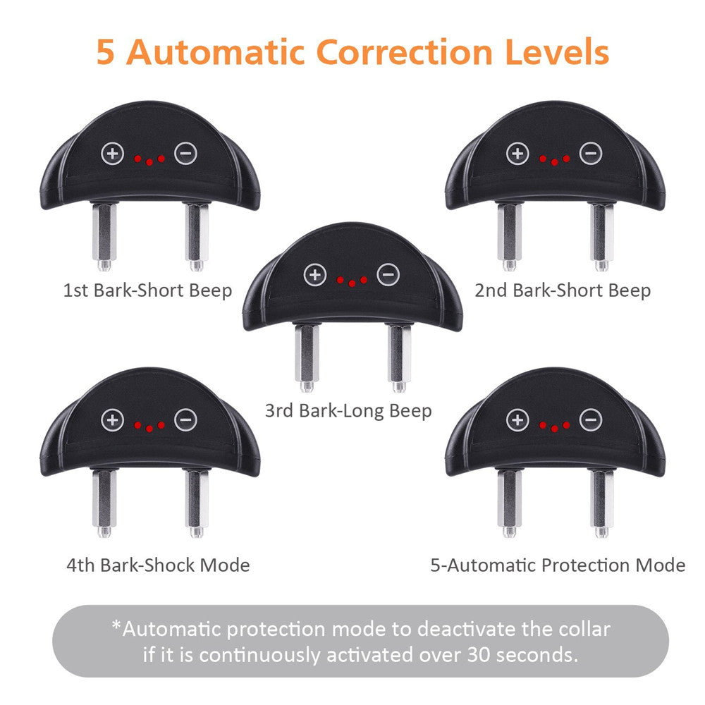 Dog Anti-Bark Collar for Large Dogs , Static Shock & Vibration Training Collar with 5 Adjustable Sensitivity Levels Beep & Shock