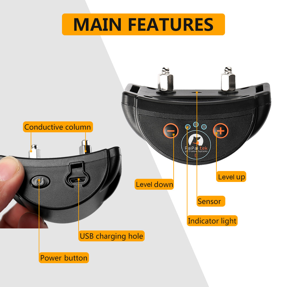 Dog Anti-Bark Collar for Large Dogs , Static Shock & Vibration Training Collar with 5 Adjustable Sensitivity Levels Beep & Shock