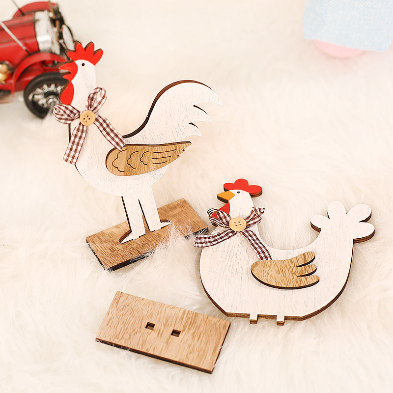 Décoration de maison en bois, coq de dessin animé 2D, style rustique, à monter soi-même, panneau de porte pour la fête de Pâques à la ferme, xqmg, décoration de vacances à faire soi-même