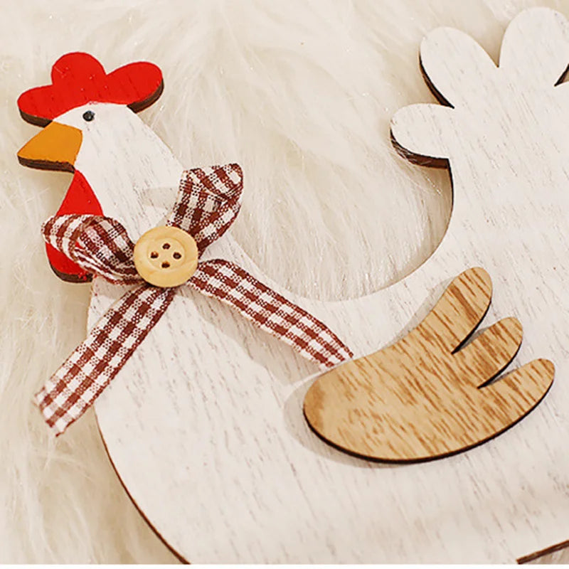 Décoration de maison en bois, coq de dessin animé 2D, style rustique, à monter soi-même, panneau de porte pour la fête de Pâques à la ferme, xqmg, décoration de vacances à faire soi-même
