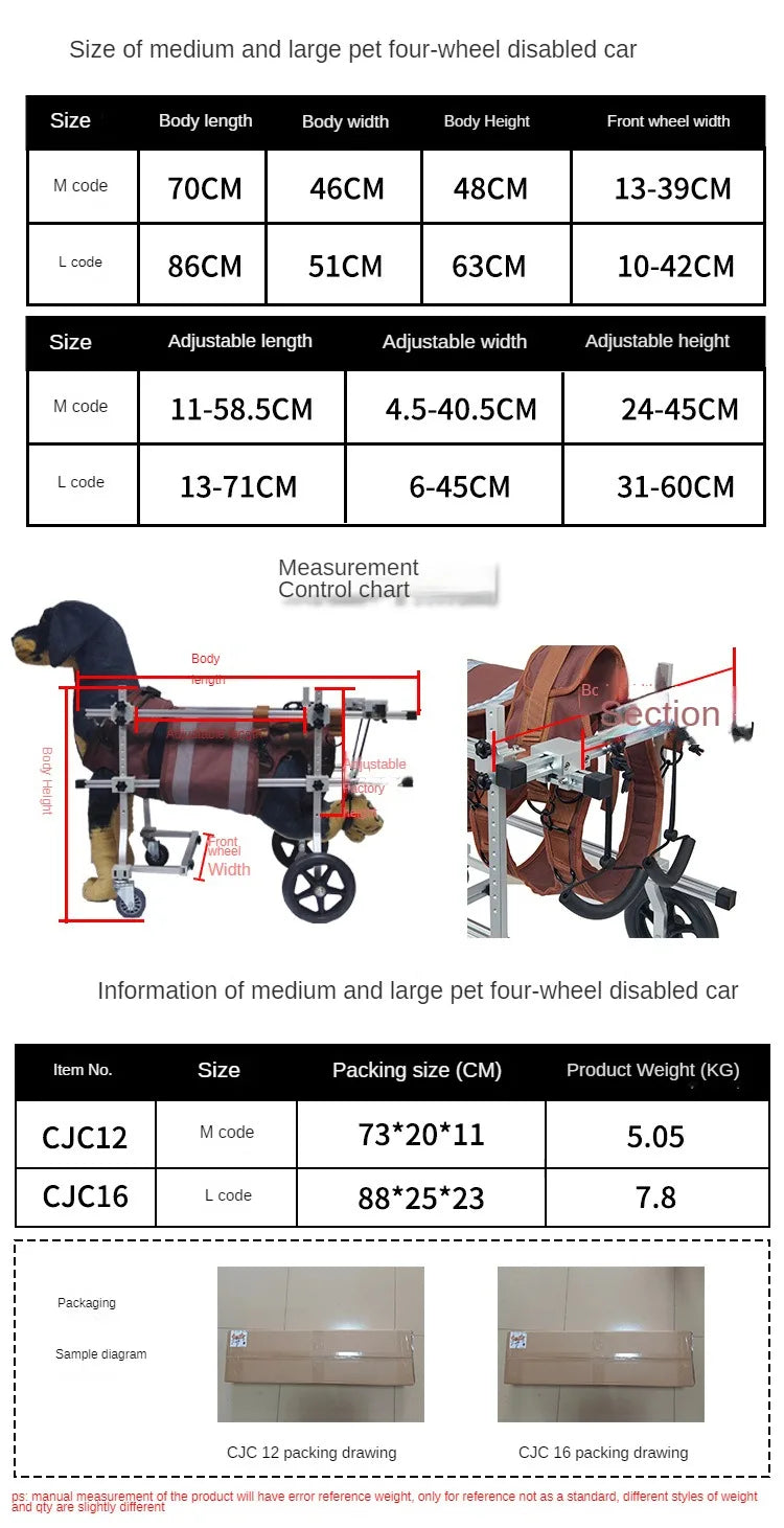 Four-wheeled Double-deck Assistance Car Rehabilitation Dog Leg Assistance Car Medium and Large Disabled Dog Scooter Pet Supplies