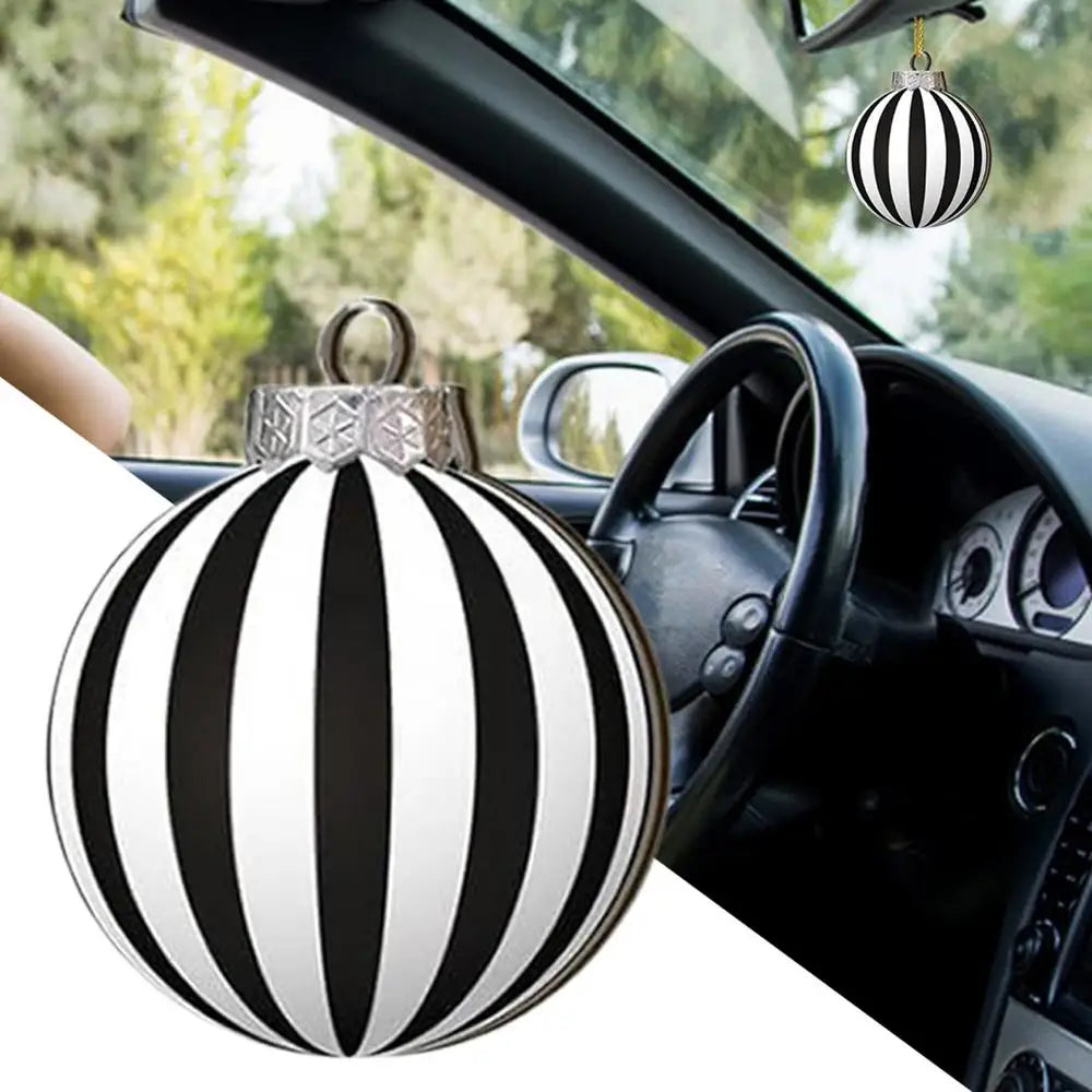 Lot de 12 boules de Noël plates 2D noires et blanches, décoration pour sapin de Noël, boules de Noël naines en bois, décoration intérieure, cadeau de Nouvel An