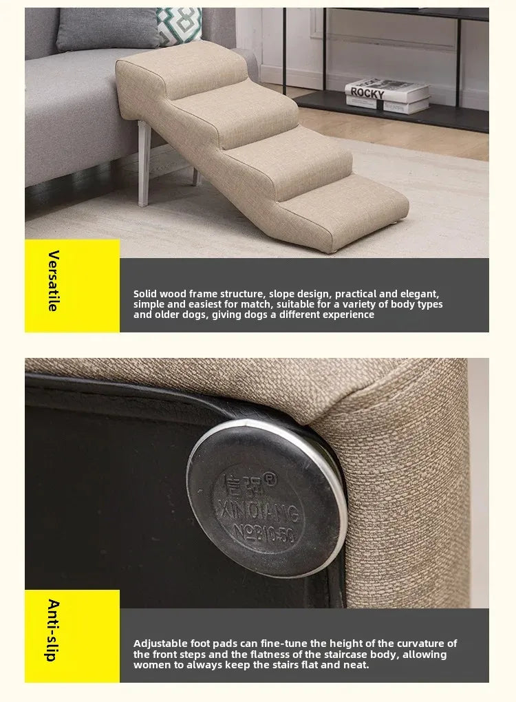 Non-Slip Pet Stairs for Senior Dogs High-Elasticity Climbing Ramp with Foldable Safe Durable Sofa Steps Portable Dog Ladder