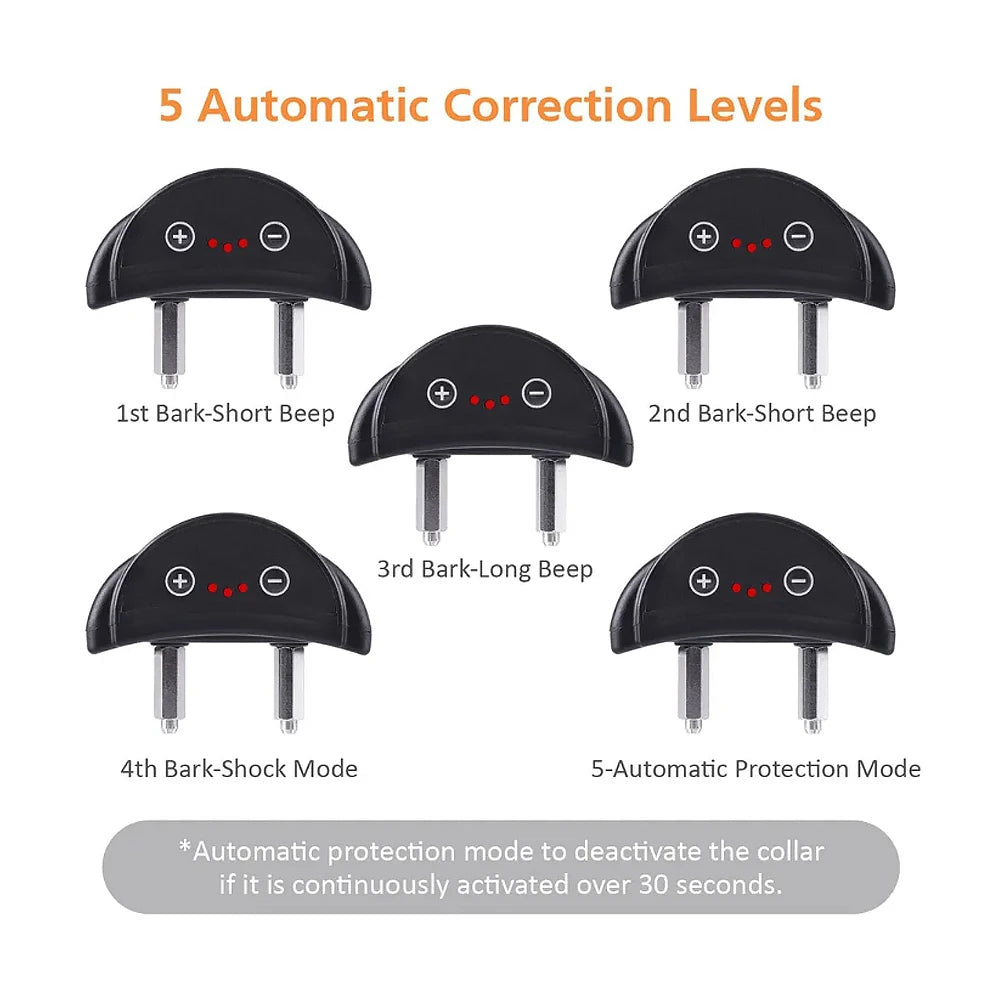 Dog Anti-Bark Collar for Large Dogs , Static Shock & Vibration Training Collar with 5 Adjustable Sensitivity Levels Beep & Shock