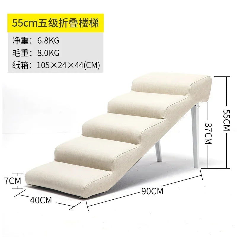 Non-Slip Pet Stairs for Senior Dogs High-Elasticity Climbing Ramp with Foldable Safe Durable Sofa Steps Portable Dog Ladder