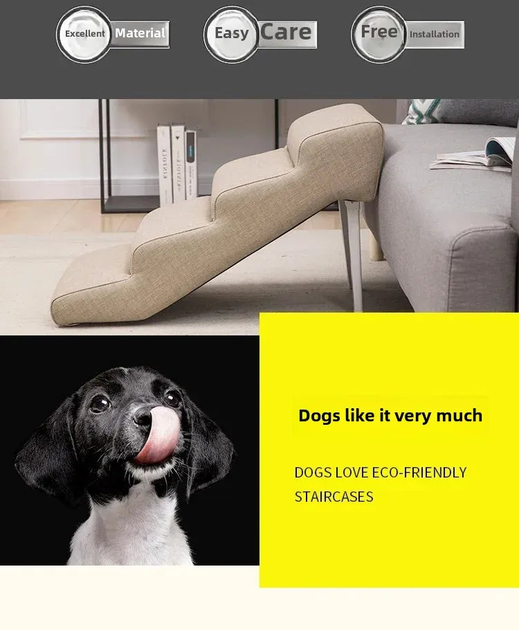 Non-Slip Pet Stairs for Senior Dogs High-Elasticity Climbing Ramp with Foldable Safe Durable Sofa Steps Portable Dog Ladder