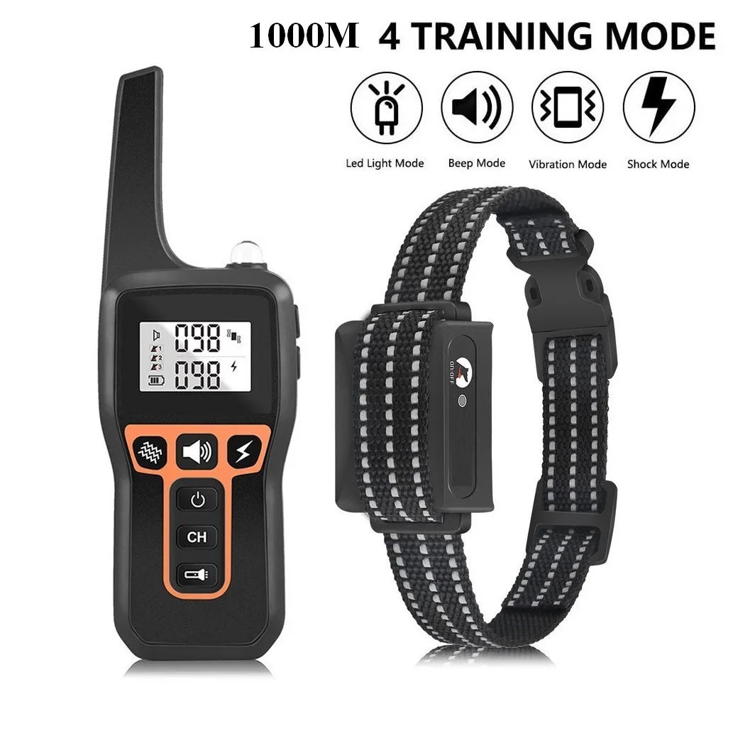 1000M Dog Training Collar IP67 Waterproof Rechargeable Long Standby Pet Training Sound Vibration Shock Collar Max for 3 Dogs 529
