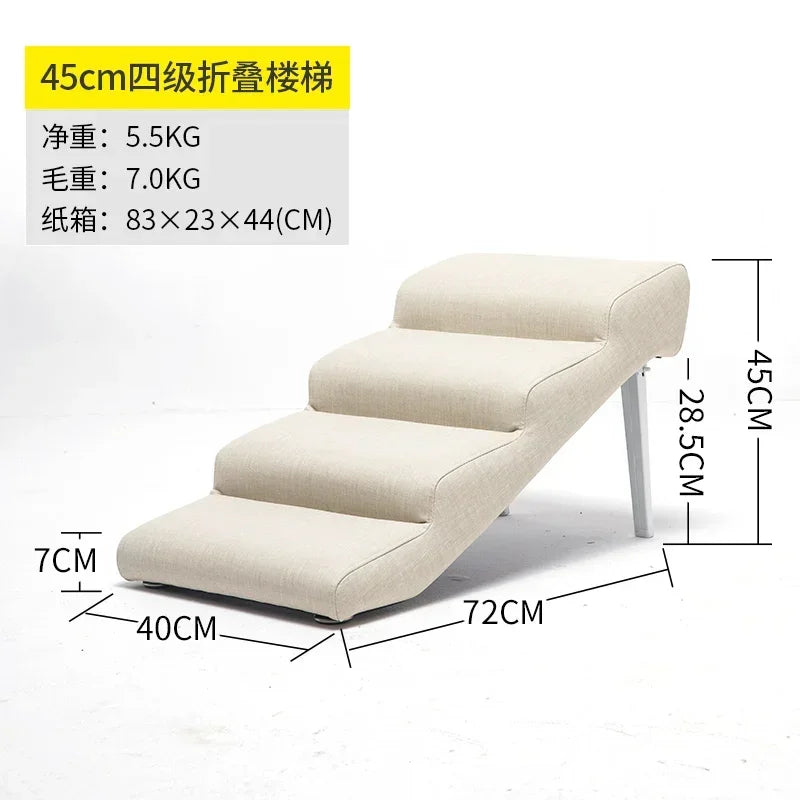 Non-Slip Pet Stairs for Senior Dogs High-Elasticity Climbing Ramp with Foldable Safe Durable Sofa Steps Portable Dog Ladder