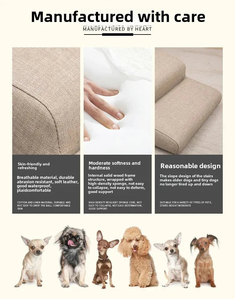 Non-Slip Pet Stairs for Senior Dogs High-Elasticity Climbing Ramp with Foldable Safe Durable Sofa Steps Portable Dog Ladder