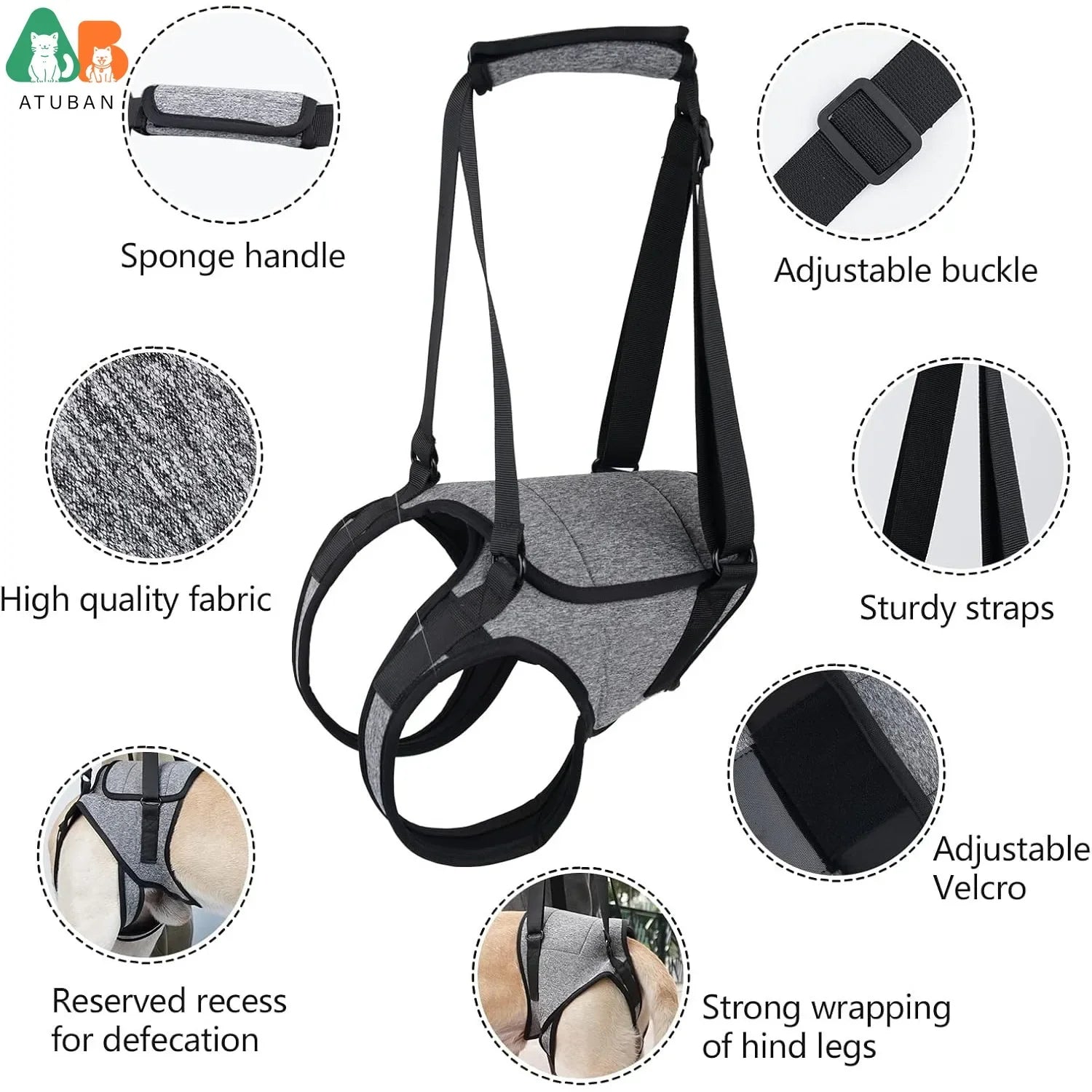 Dog Sling for Dogs Hind Leg Support to Help Rehabilitate The Hind Limbs of Elderly Dogs Weak Hind Legs Disabilities and Injuries