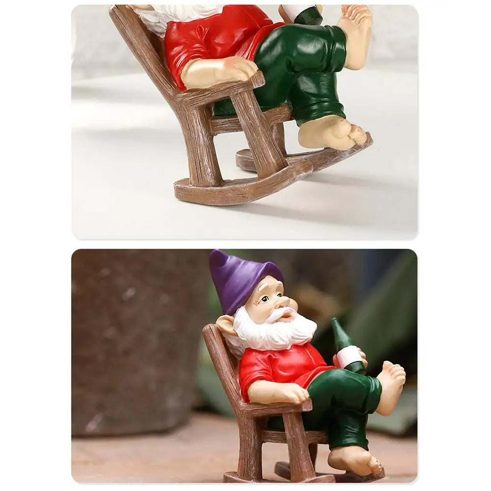 Figurines amusantes de nains de Noël pour jardin miniature, en résine, pour décorer la maison ou le jardin de conte de fées.