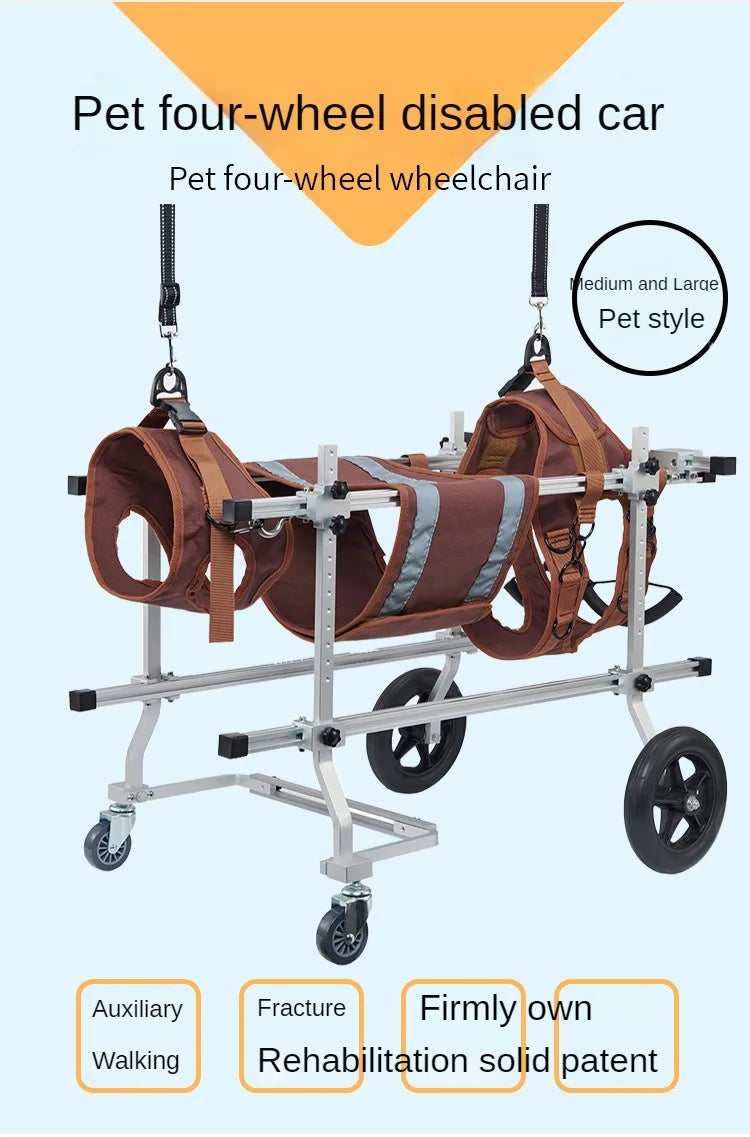 Four-wheeled Double-deck Assistance Car Rehabilitation Dog Leg Assistance Car Medium and Large Disabled Dog Scooter Pet Supplies