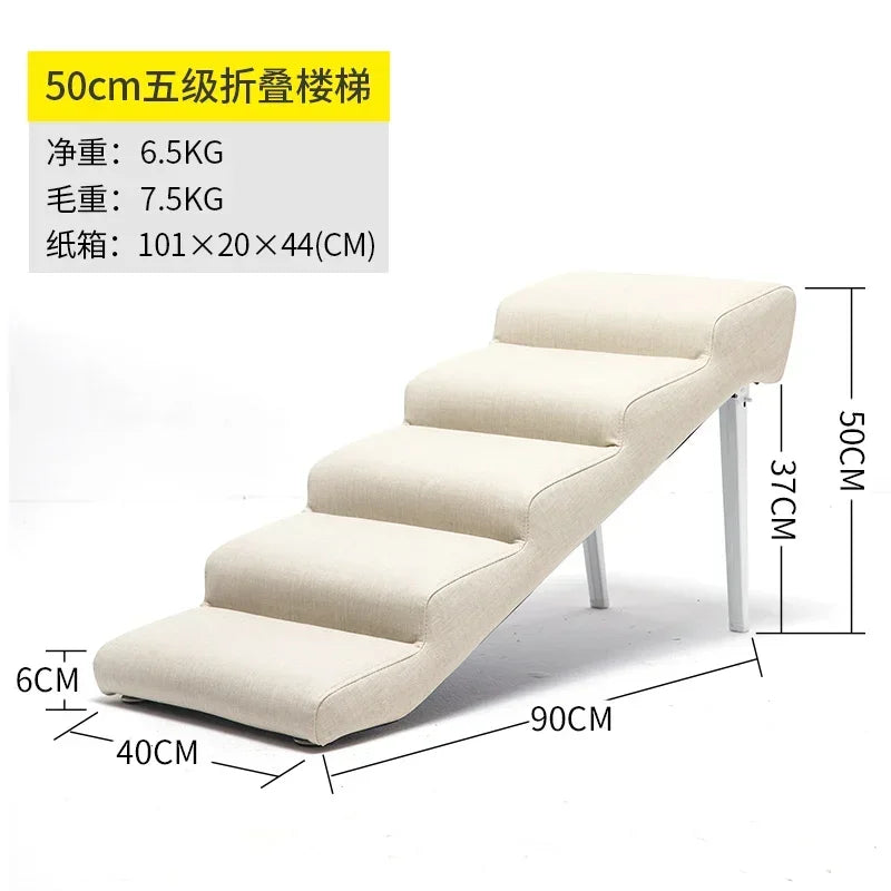 Non-Slip Pet Stairs for Senior Dogs High-Elasticity Climbing Ramp with Foldable Safe Durable Sofa Steps Portable Dog Ladder