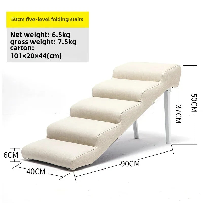 Non-Slip Pet Stairs for Senior Dogs High-Elasticity Climbing Ramp with Foldable Safe Durable Sofa Steps Portable Dog Ladder