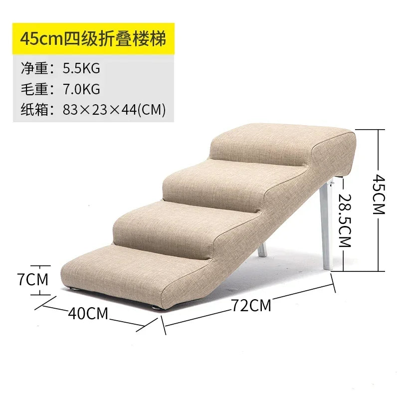 Non-Slip Pet Stairs for Senior Dogs High-Elasticity Climbing Ramp with Foldable Safe Durable Sofa Steps Portable Dog Ladder
