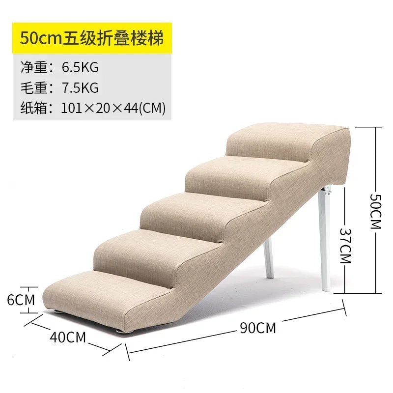 Non-Slip Pet Stairs for Senior Dogs High-Elasticity Climbing Ramp with Foldable Safe Durable Sofa Steps Portable Dog Ladder