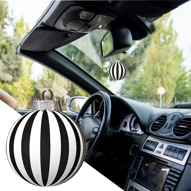 Lot de 12 boules de Noël plates 2D noires et blanches, décoration pour sapin de Noël, boules de Noël naines en bois, décoration intérieure, cadeau de Nouvel An