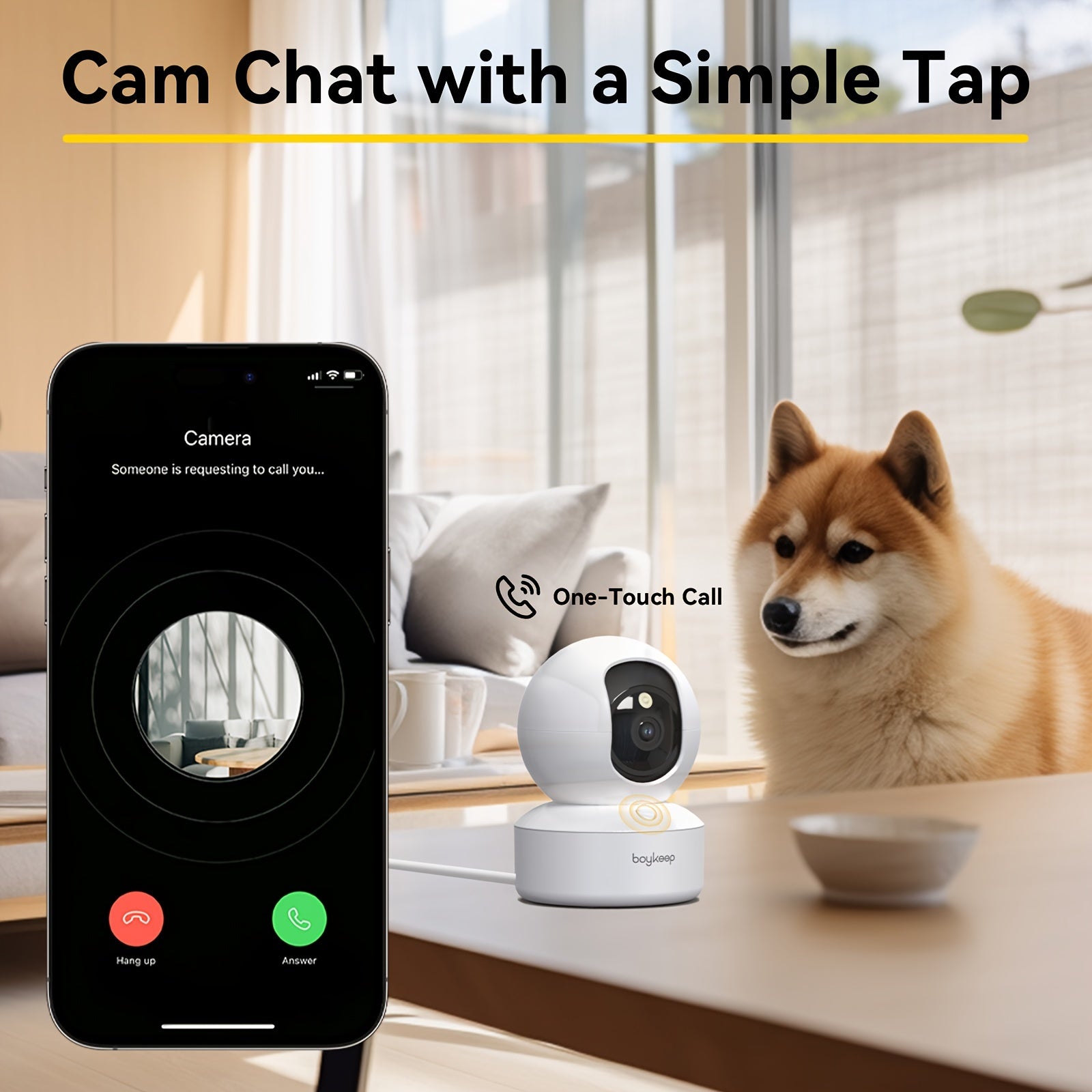 2pc, BoyKeep 5g/2.4ghz WiFi Smart Camera, 2K High-definition Indoor Safety Monitor, Special Safety Camera For Pets, 360° Panoramic Surveillance Video, Night Vision, Two-way Calls, Cloud Storage