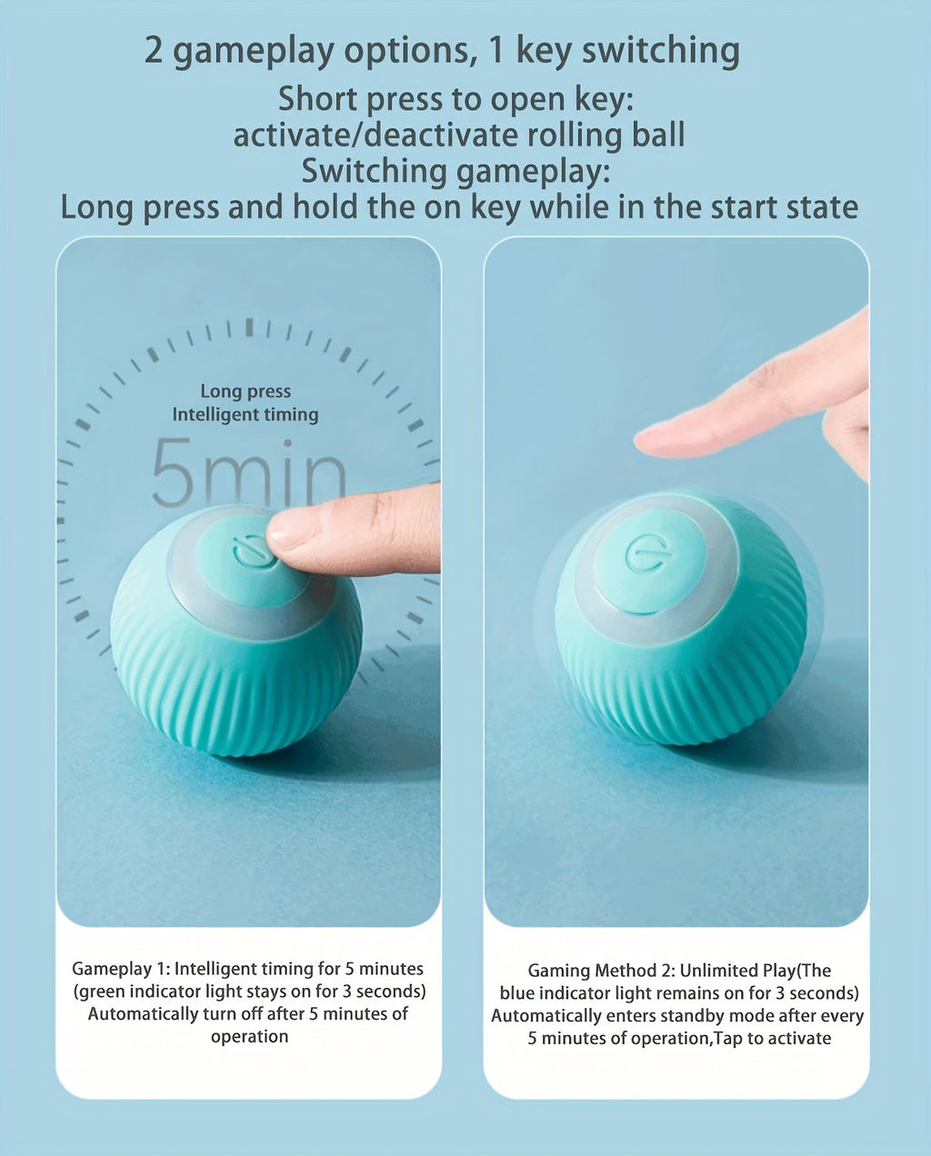 Smart Interactive Cat Toy with Self-Rotating Obstacle-Avoiding Rolling Ball, USB Electric Pet Exercise Ball with LED Lights & Motion Tracking, Safe Design for Indoor Play - Compatible with Cats & Small Pets, Foam Balls for Ca