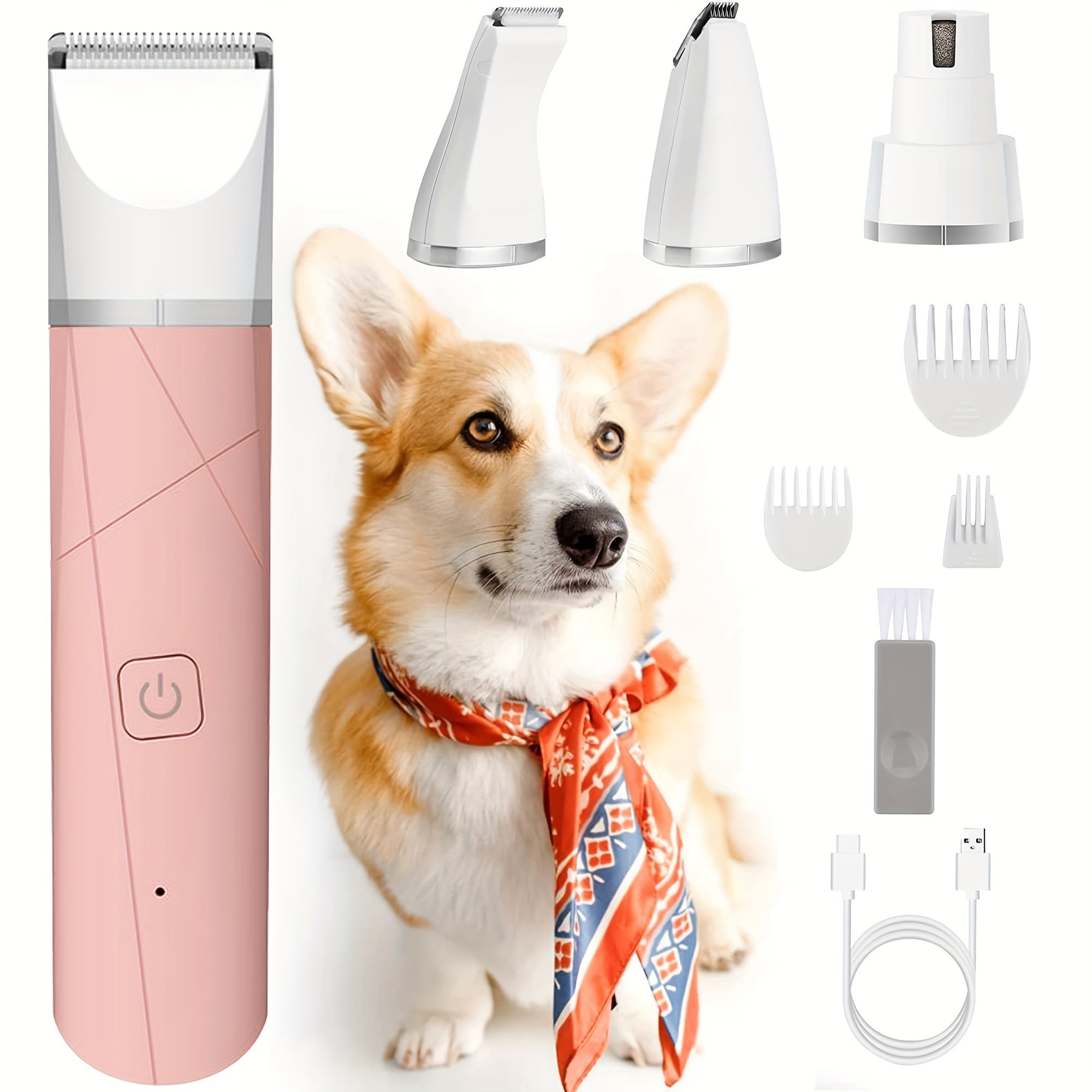 1pc, Dog Clippers Grooming Kit Hair Clipper-Low Noise Paw Trimmer- Rechargeable - Cordless Quiet Nail Grinder Shaver for Cats And Other Pets
