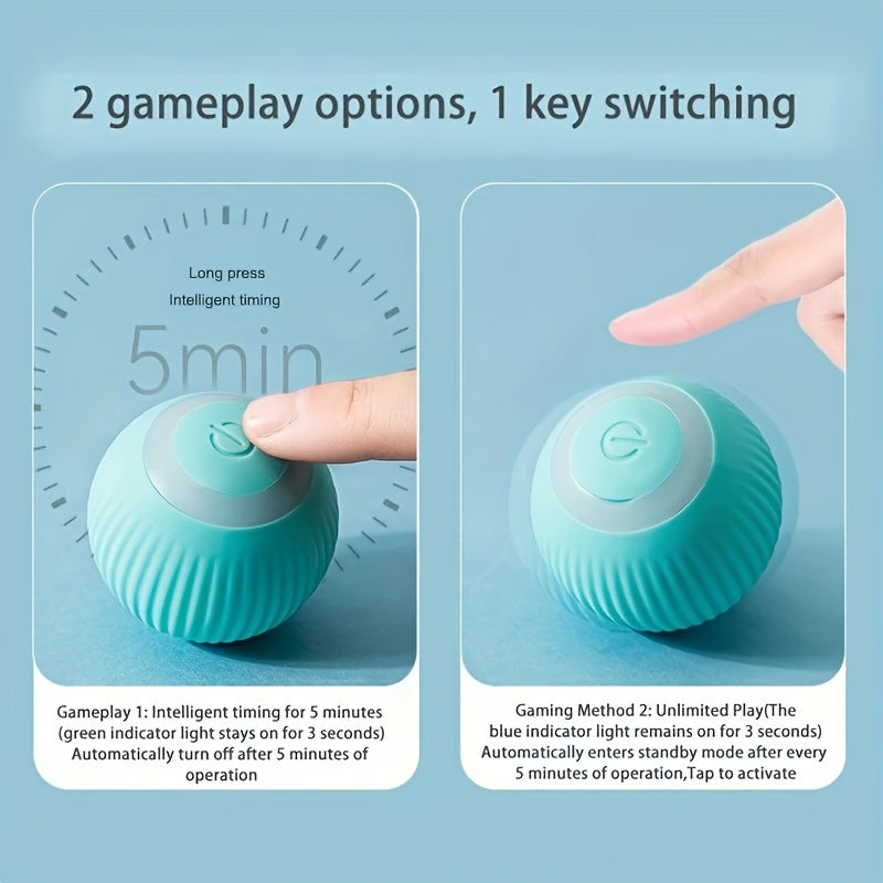 Smart Interactive Cat Toy with Self-Rotating Obstacle-Avoiding Rolling Ball, USB Electric Pet Exercise Ball with LED Lights & Motion Tracking, Safe Design for Indoor Play - Compatible with Cats & Small Pets, Foam Balls for Ca