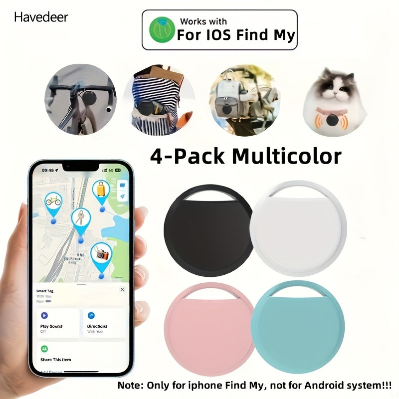 4pcs GPS Smart Anti-Lost Tracker, Real-Time Tracking, No Installation Required, Suitable for Pets, Bags, Luggage, Bicycles, Cars Compatible with iOS System Find My App, Anti-Lost Worry-Free (Limited to iOS), Gp Tag, Gp Tracke
